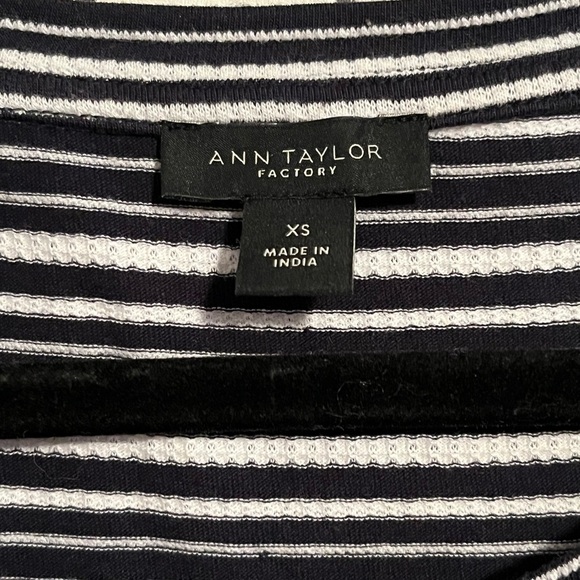 Ann Taylor Black and White Stripe Basic Tee with Flutter Sleeves - Picture 5 of 9